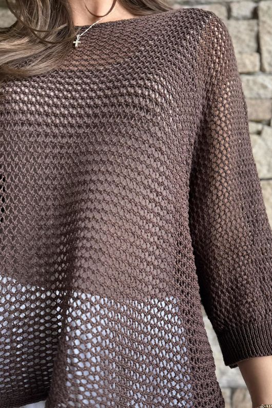 Conrad Grunge Loose Cotton Knit Coffee Bean